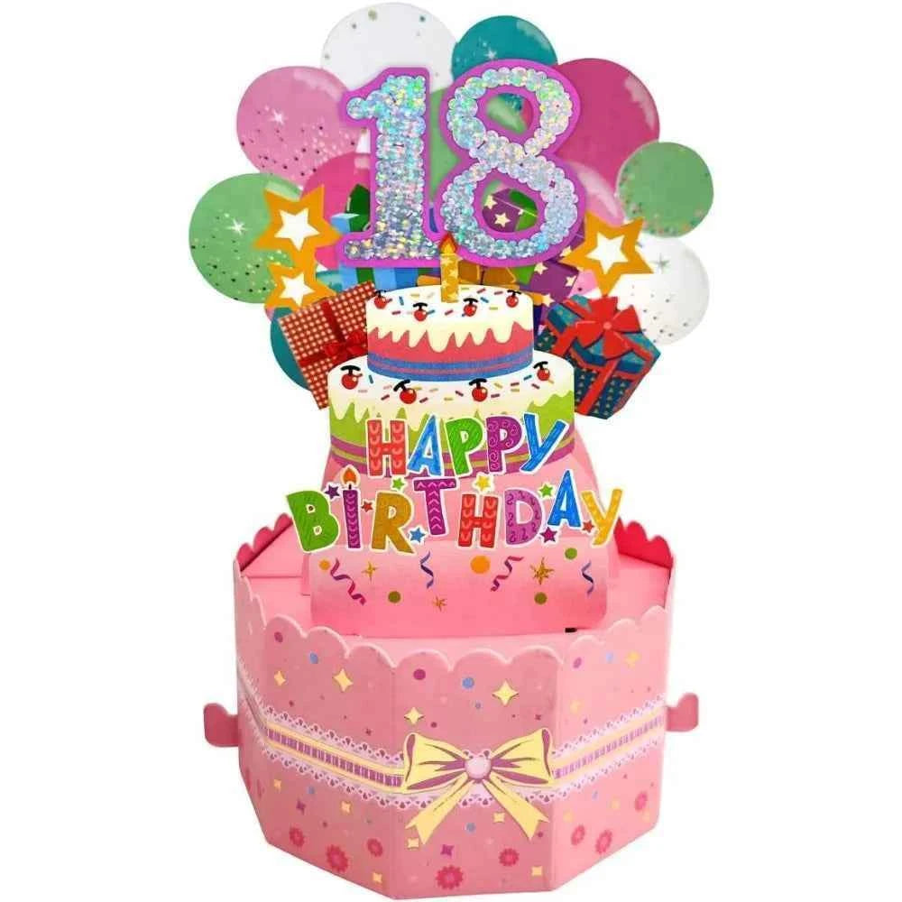 18/30/40/50/60th Happy Birthday Card,Funny Envelope 3D Pop Up Birthday Greeting Card Colorful Flower Birthday Greeting Card