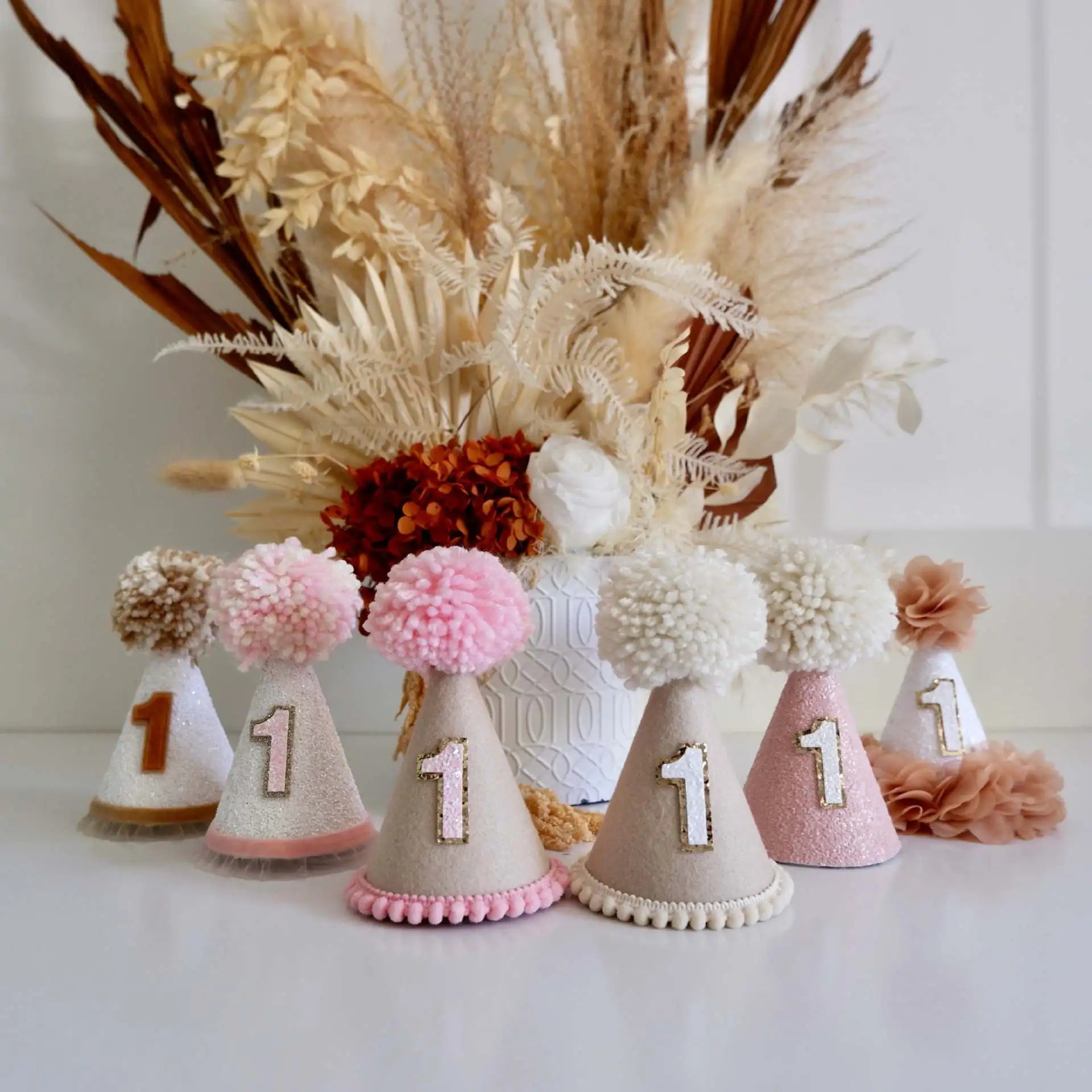Neutral party hat, 1st birthday, 2nd birthday crown, Cake smash prop, birthday crown, party hat, first birthday girl, boy. - Big Tim's Magic Emporium
