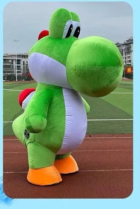 Inflatable Green Dinosaur Mascot Costume Funny Blow up Outfit for Halloween Christmas Carnival Party No Battery included