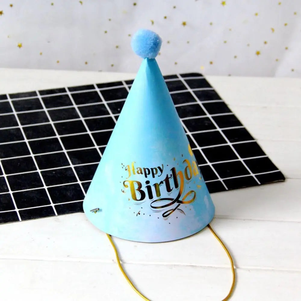 Happy Birthday Party Hats DIY Handmade Cap Crown Baby Shower Decoration Boy Girl Birthday Party Photo Props