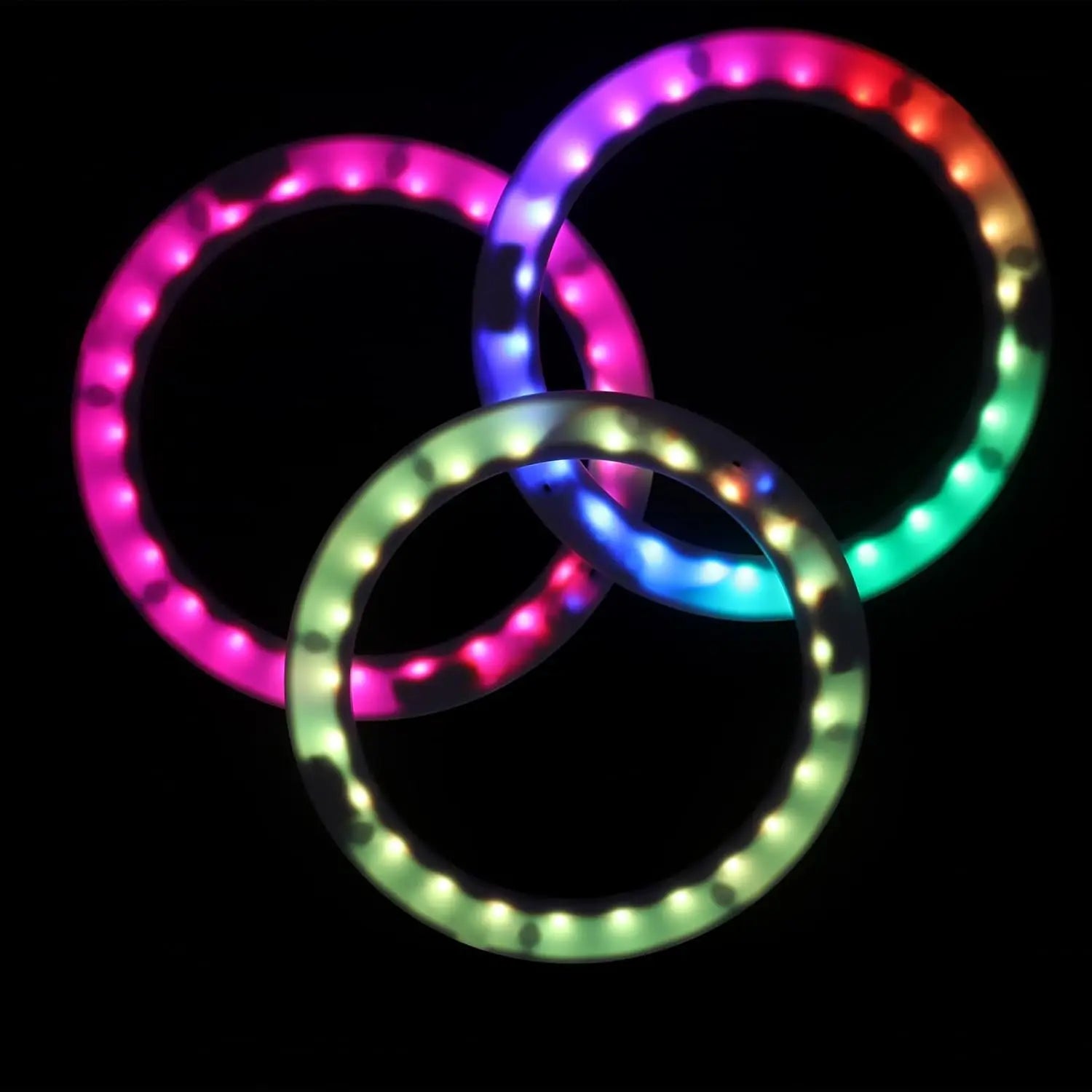 PEHHAH Led Juggling Rings Rechargeable Light Up Juggling Rings Multiple Colors with Charger Set of 3