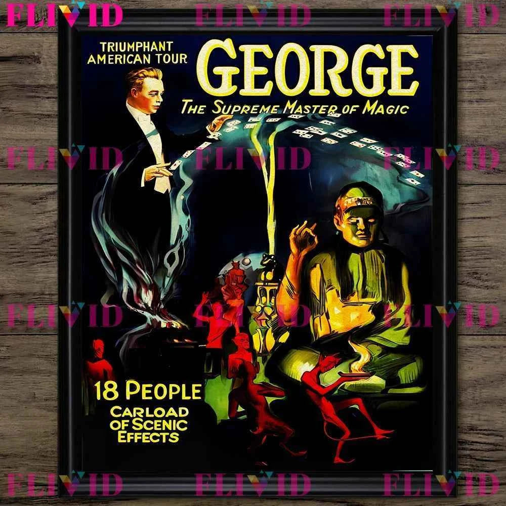 Whispers Of The Devil And The Magician Vintage Wall Art Canvsa Painting,Magician Promotional Vintage Poster And Print Home Decor