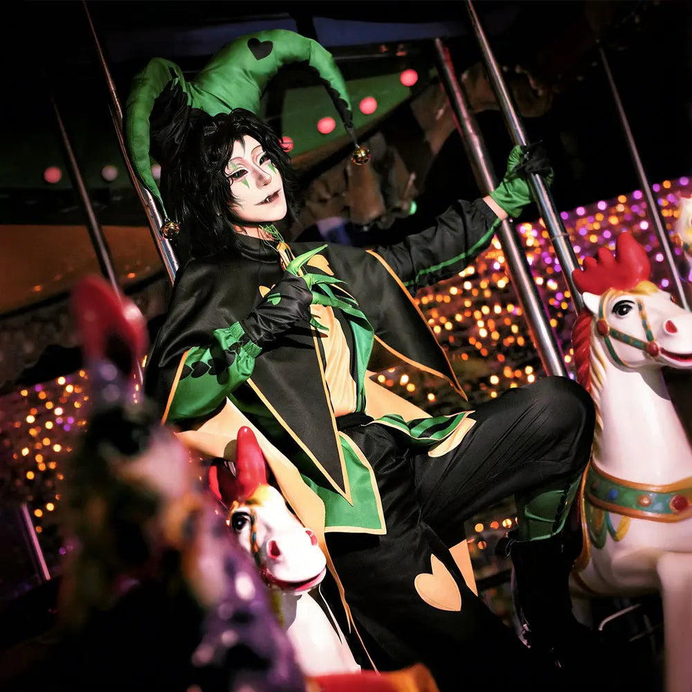 ‌Anime The Freak Circus Harlequin Cosplay Costume Adult Clown Top Pant Set Joker Uniform Halloween Costume Carnival for Adult