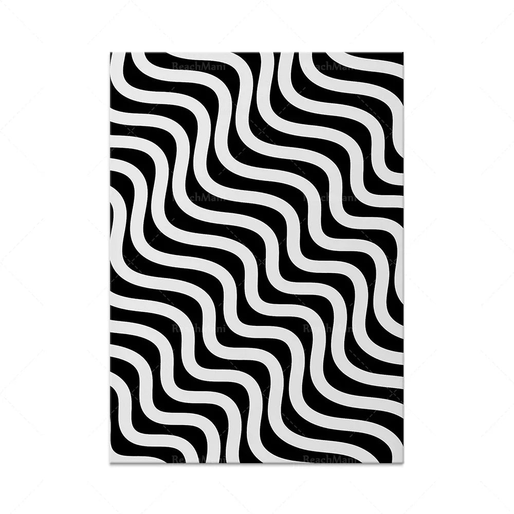 Optical Illusion Wall Art Poster | Black and White Op Art Effect | Modern, Simple, Unique, Eclectic Vertical Black and White Op