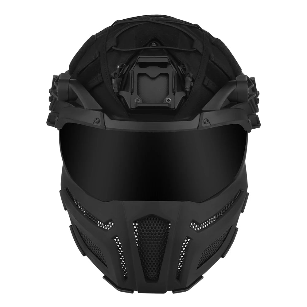 Tactical FAST Helmet Half Face Mask With Flip Goggles Black/Clear 2Pcs Lenses for Hunting Airsoft CS Game Paintball Mask Gear - Big Tim's Magic Emporium