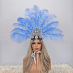 Artisanal Ostrich Feather Showgirl Headdress & Carnival Hair Accessory
