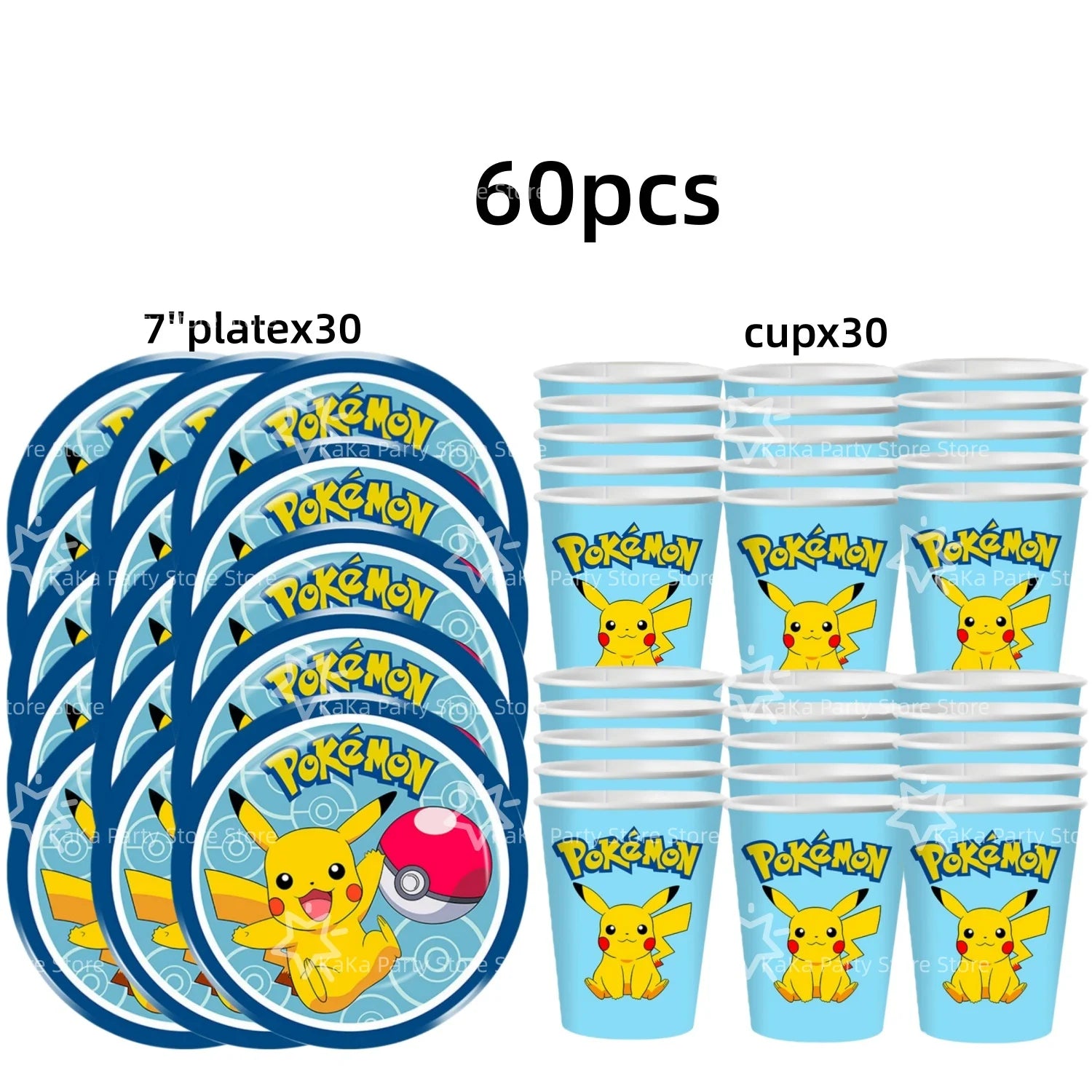 30people Pokemon Party Birthday Decoration Set Pokemon Party Plates and Cup Pikachu Paper Cup Pikachu Party Favours Supplies - Big Tim's Magic Emporium