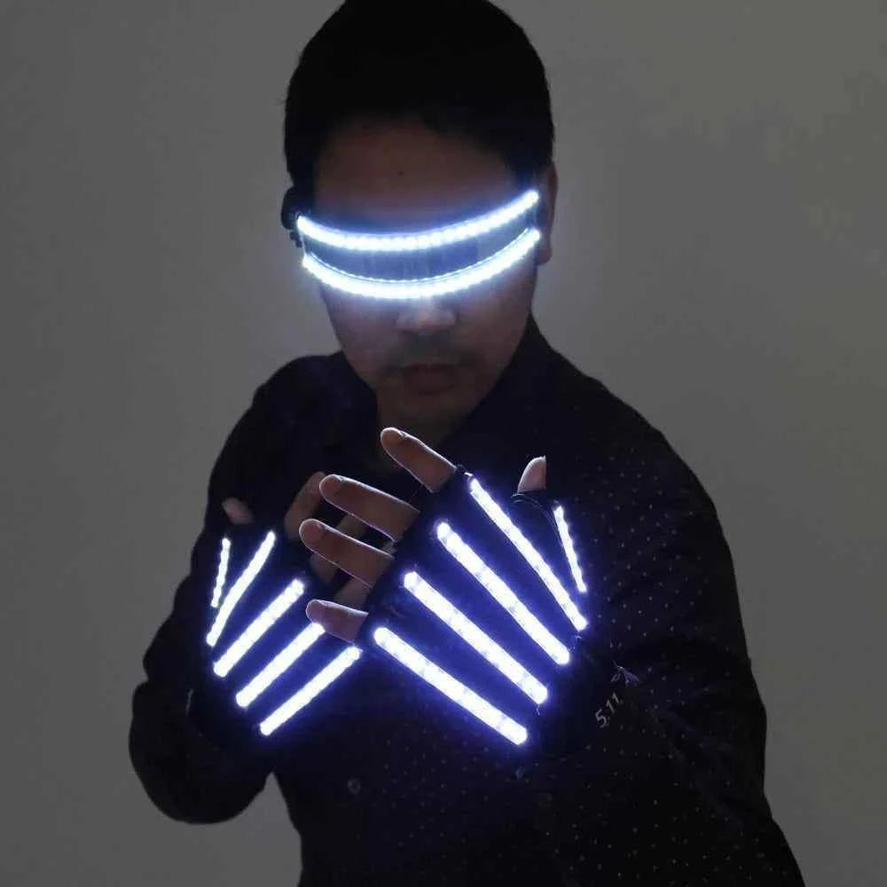 Bright LED Stage Costumes LED Gloves  Luminous Glasses   Laser Stage Props Party Supplies