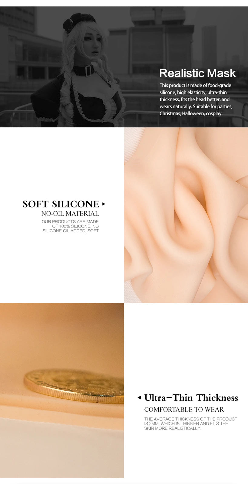 High-Quality Silicone Face Masks Crossdresser Fake Faces Drag Queen Stage Performance Cosplay Crossdressing Sissy Transgender - Big Tim's Magic Emporium