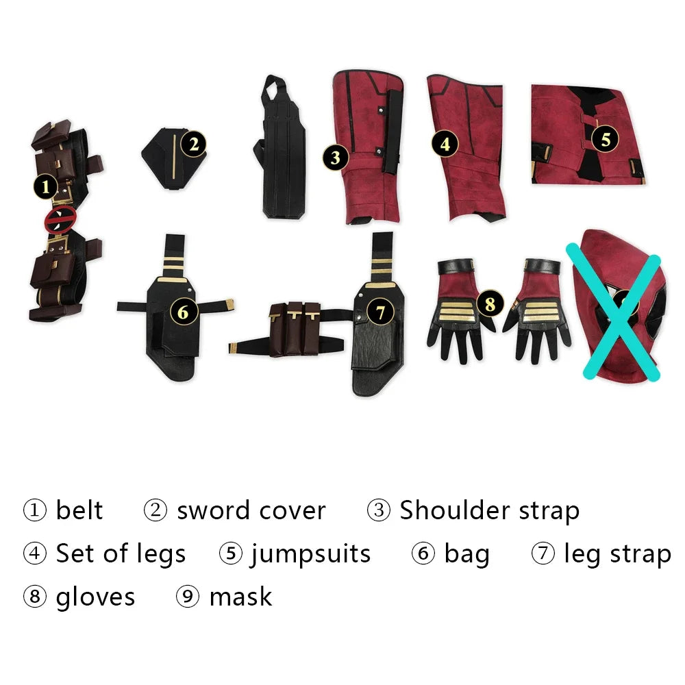 New Arrival DP3 Mr. Pool Cosplay Costume Hero Complete Clothes Red Leather Men Jumpsuit Halloween Carnival Christmas Outfit - Big Tim's Magic Emporium