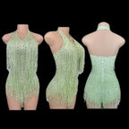 Women's Rhinestone Fringe Dance Bodysuit