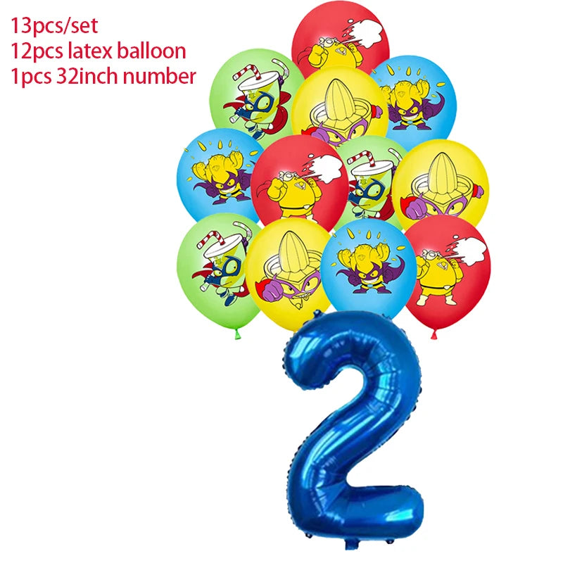 Superzings Birthday Party Decoration Balloon Banner Cake Topper SuperthingsTableware Birthday Party Supplies Baby Shower
