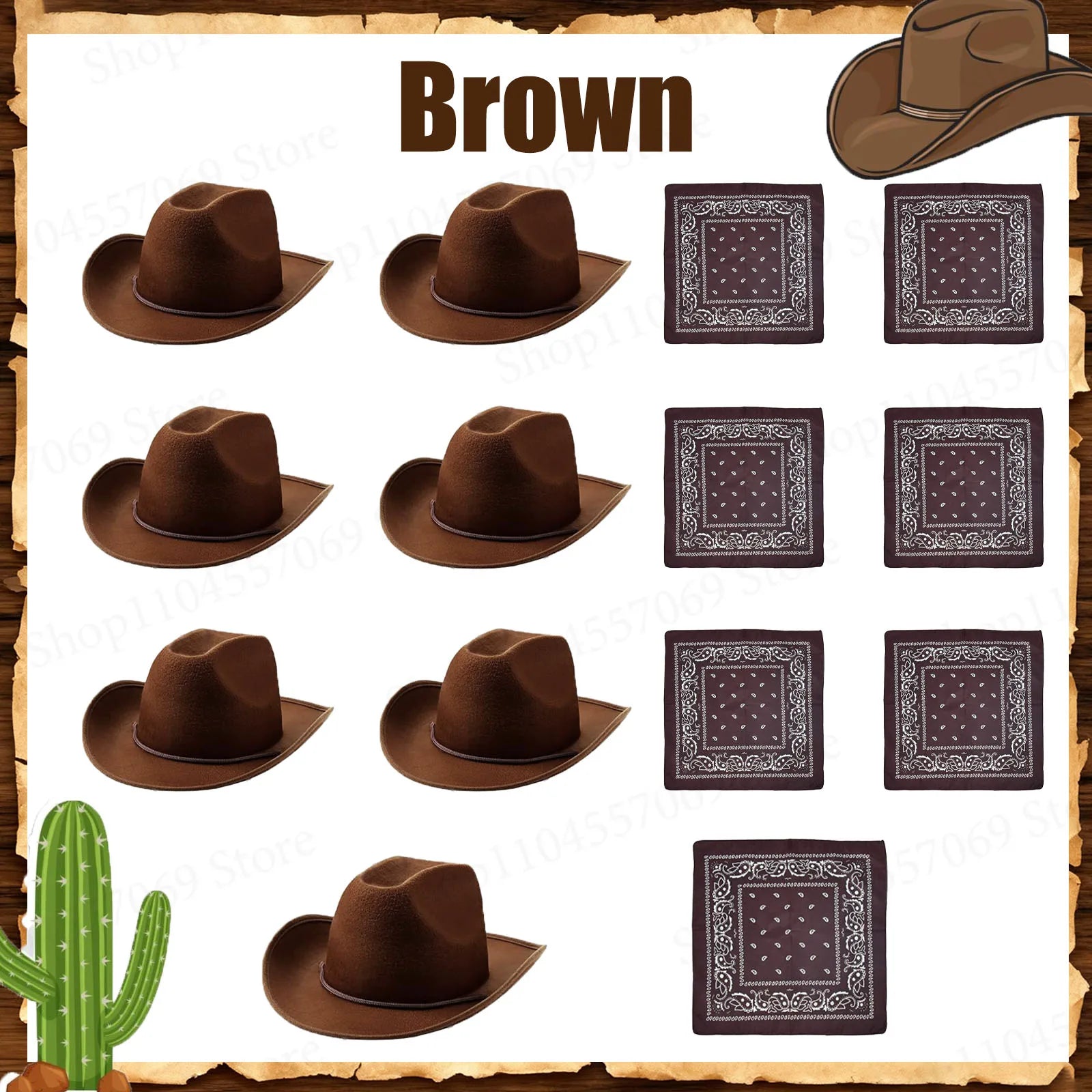 6-48Set Kids Western Cowboy Hats with Bandanas Cowboy Party Hats for Birthday Party Cosplay Costume Party Western Party Favors - Big Tim's Magic Emporium