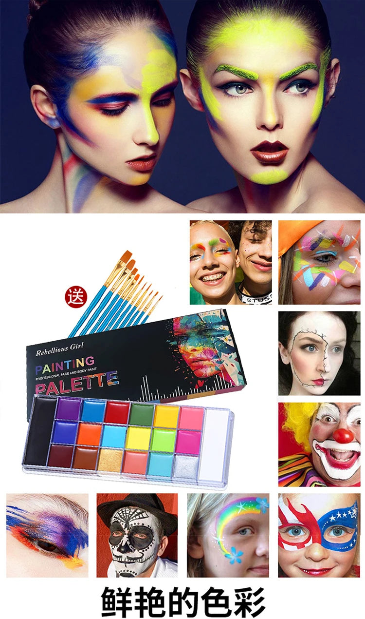 Face And Body Painting,Face & Body Paint Palette Makeup for Birthday Celebrations,Festivals,Halloween Costumes Oil Body Painting