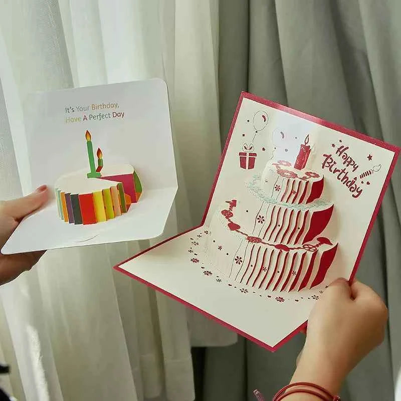 Happy Birthday Greeting Cards 3D Pop Up Card Birthday Cake Greeting Cards with Envelope Birthday Gifts to Family Friends Lovers