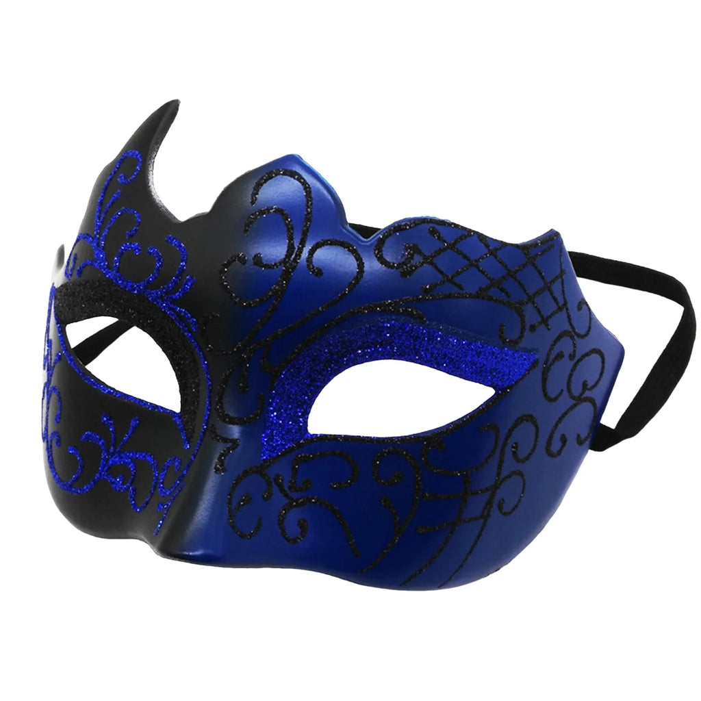 Half-Face Painted Men's Mask Painted with Shiny Powder Venice Style for Halloween Costume Supplies