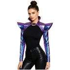 Metallic Shoulder Armor Shrug Crop Top & Sleeves Futuristic Pauldron Stage Costume