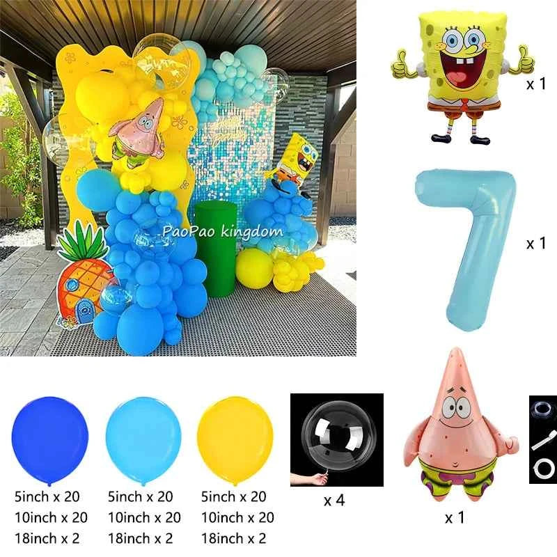 Cartoon SpongeBob Party Balloon Garland Kids Cartoon Birthday Party Decor Supplies  SpongeBob Ball Foil Balloons