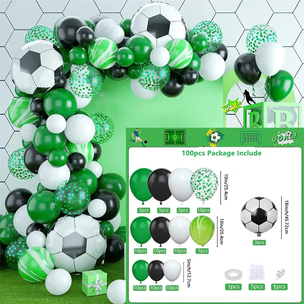 100pcs, Soccer Birthday Party Decoration Balloon Garland Arch Set Sports Theme Party Soccer Party Birthday Party Decoration - Big Tim's Magic Emporium
