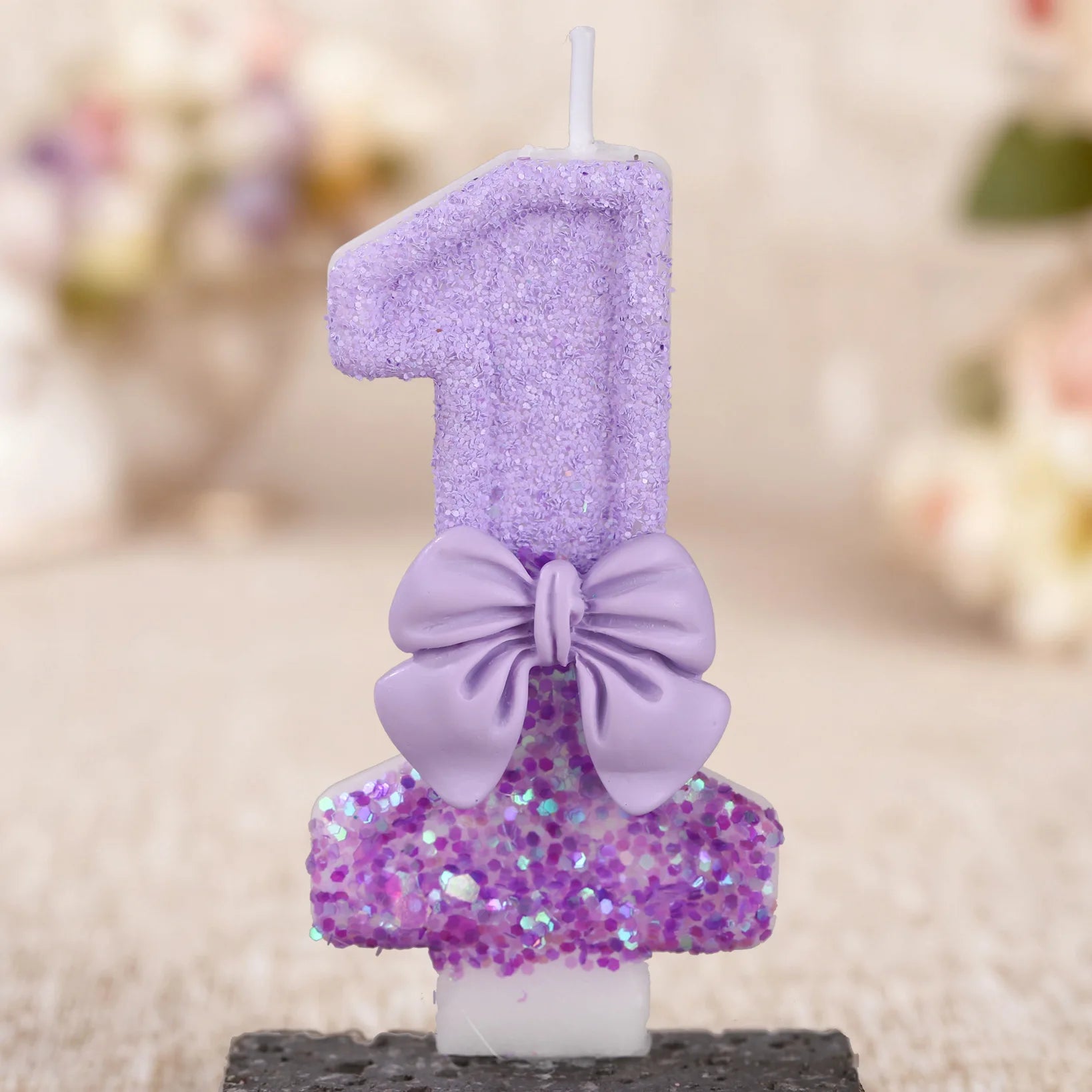 Digital candle purple bow birthday cake party candle birthday digital candle dinner candle