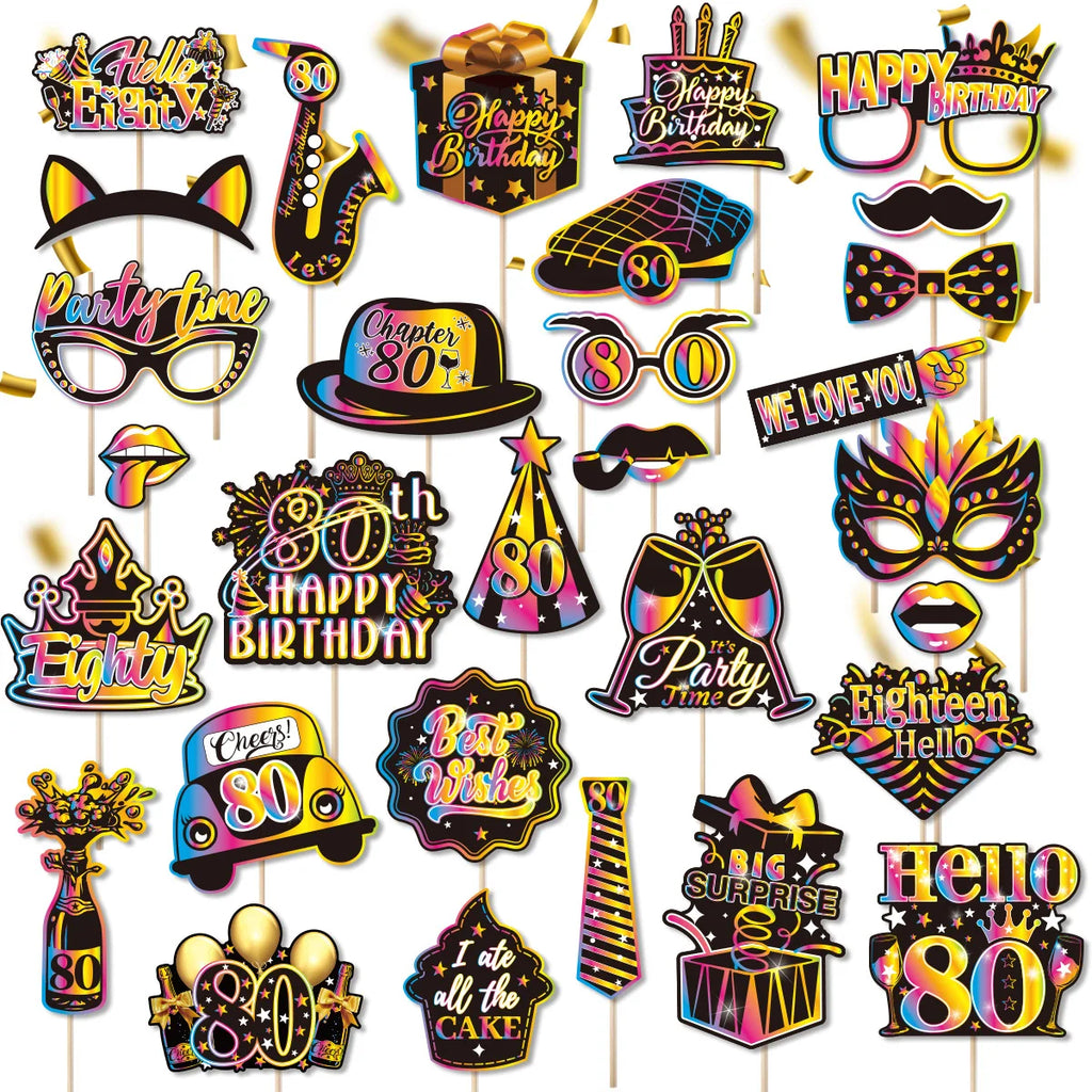 Birthday Party Decoration Photo Props 30 40 50 Birthday Party Glasses Decoration