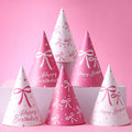 6 Pink Bow-Themed Party Paper Hats, Cute and Beautiful Pink Bow Designs, Suitable for Birthday Parties, Gender Reveal Parties, Birthday Gifts, Pink Bow Decoration Birthday Hats, Baby Party Photography Props, Party Favors, Gen - Big Tim's Magic Emporium