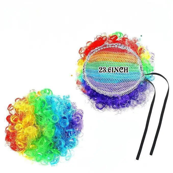 Women Halloween Clown Accessories Rainbow Wig Hair Clip On Puff Buns Clown Bowtie Party Halloween Ball Party Cosplay Costume - Big Tim's Magic Emporium