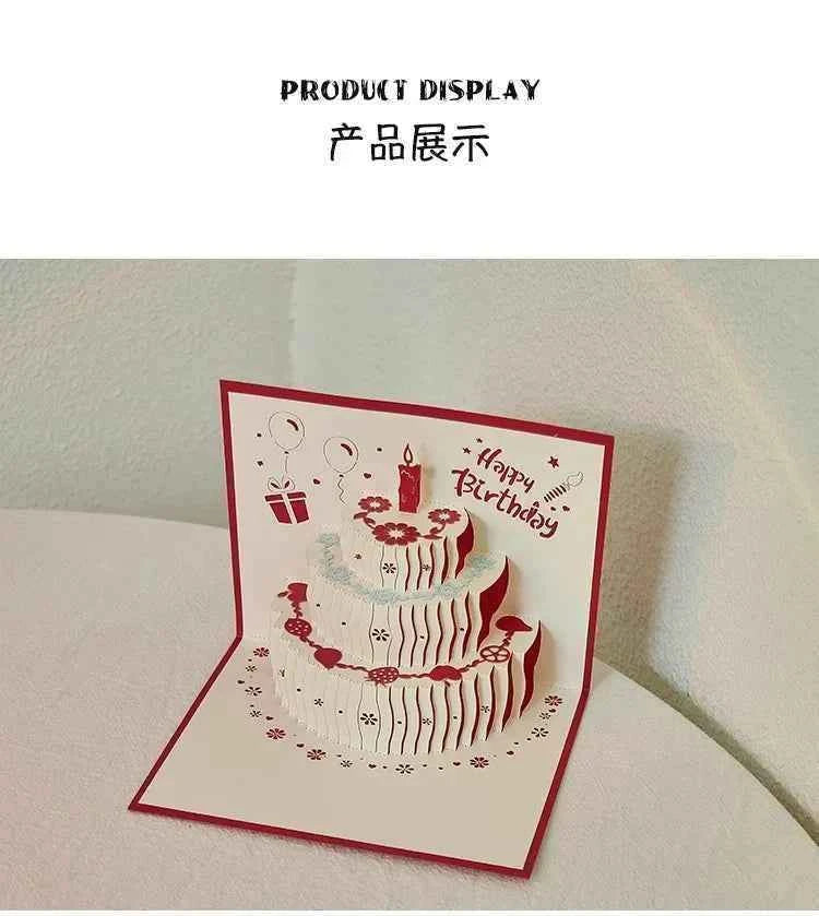 Happy Birthday Greeting Cards 3D Pop Up Card Birthday Cake Greeting Cards with Envelope Birthday Gifts to Family Friends Lovers