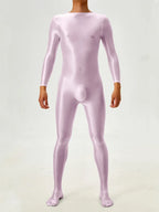 Candy Color Oil Glossy Full-Body Shaping Bodysuit Satin Smooth Leotard