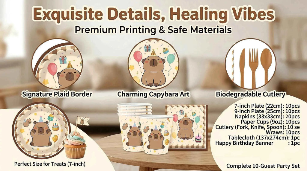Cartoon Capybara Birthday Party Decoration Disposable Tableware Cup Plate Napkins Tablecloth Banner Baby Shower Birthday Party