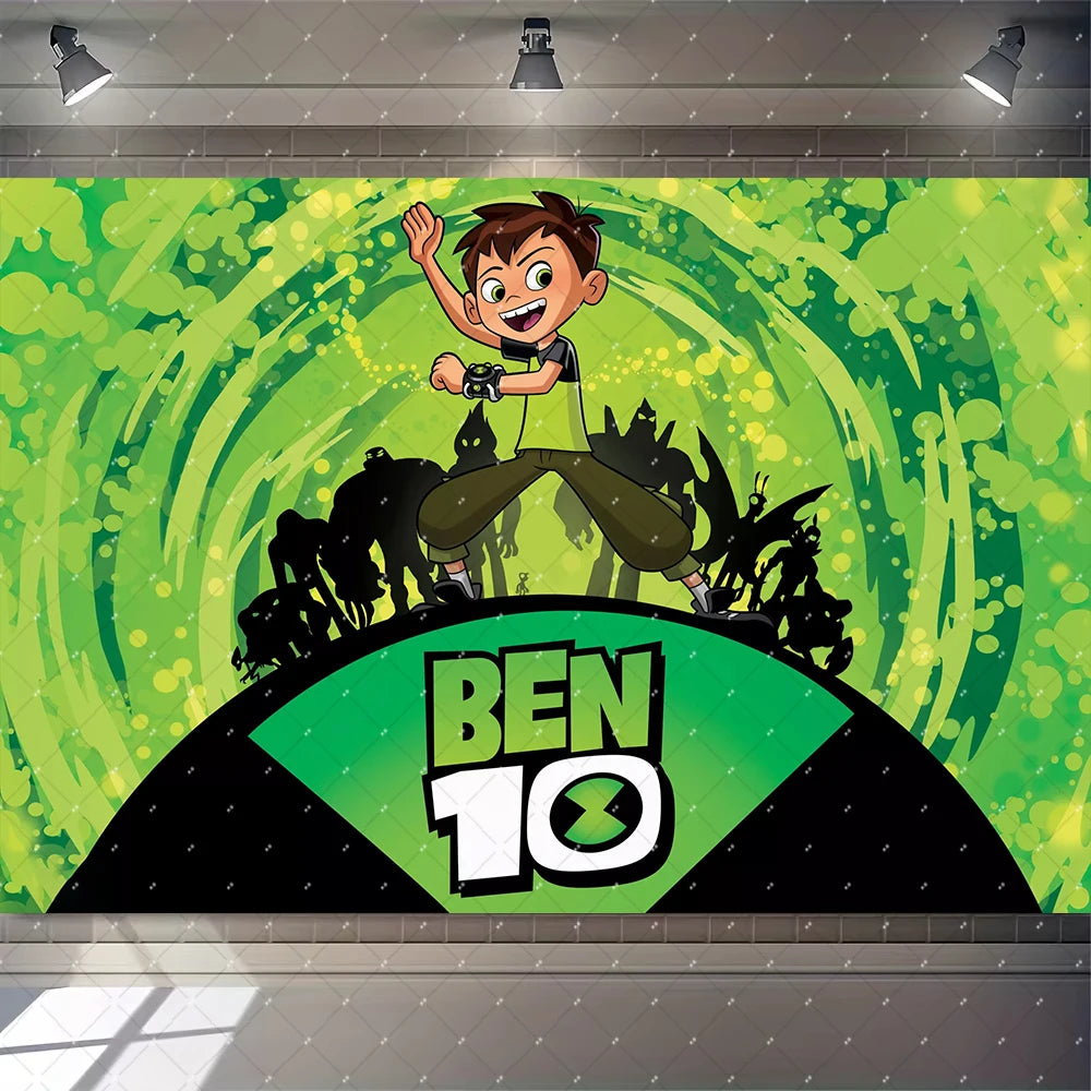 Cartoon Ben-10 Birthday Party Decoration Balloons Favor Set Banner Cake Toppers Baby Shower Boys Gift Party Supplies Photo Prop