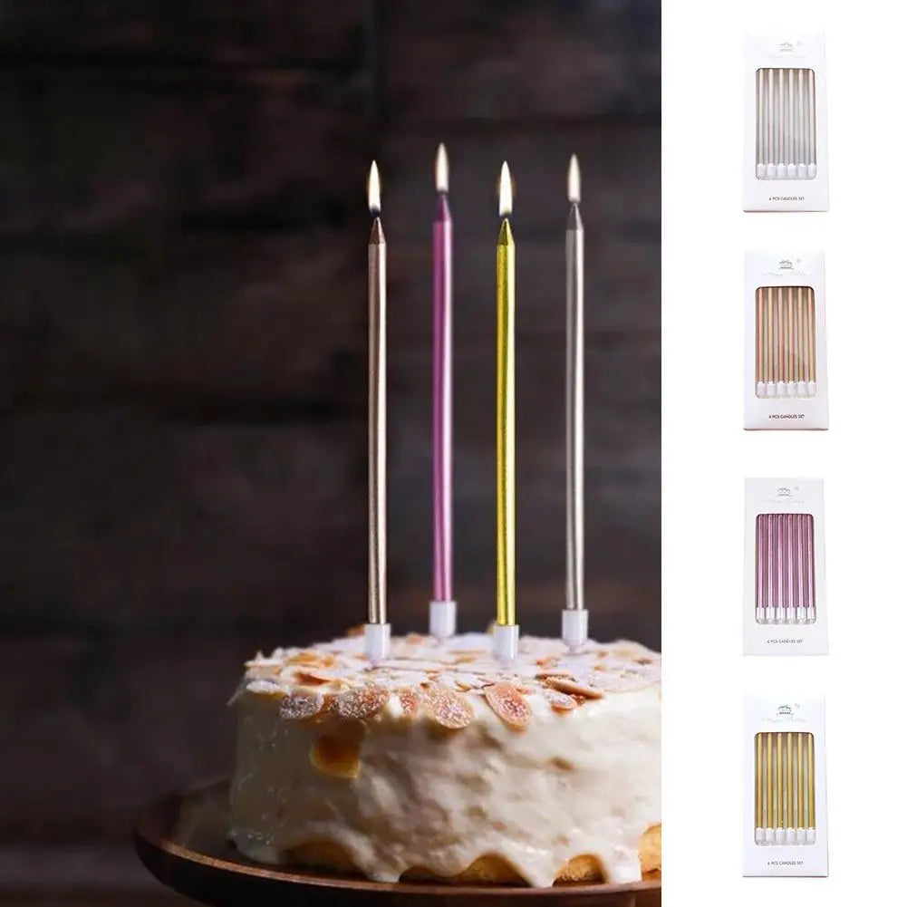 6pcs/Kit Birthday Cake Candles Gold Silver Candles Cupcake Decoration Baby Shower Wedding Party Decorative Candle Toppers