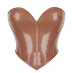 Shiny PVC PU Leather Bustier Corset Crop Top Body Shaper Vest