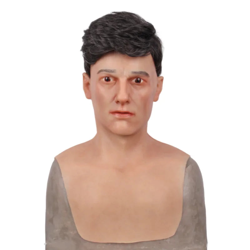 Men's full head silicone mask, party costume, role-playing, stage performance mask suitable for disguise use by Big Tim's Magic Emporium