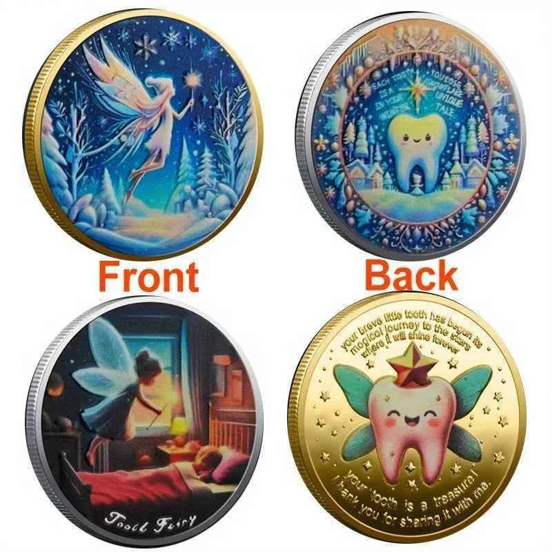 1pc Tooth Fairy Teeth Commemorative Coin Teeth Change Collectible Coin Medal Gifts for Kids Lucky Challenge Coin Party Gifts