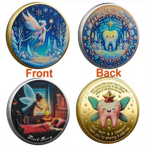 1pc Tooth Fairy Teeth Commemorative Coin Teeth Change Collectible Coin Medal Gifts for Kids Lucky Challenge Coin Party Gifts