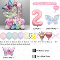 56pcs Colorful Butterfly Love Balloon Pink Number Birthday Balloon Set Festival Party Decoration Children's Baptismal Supplies