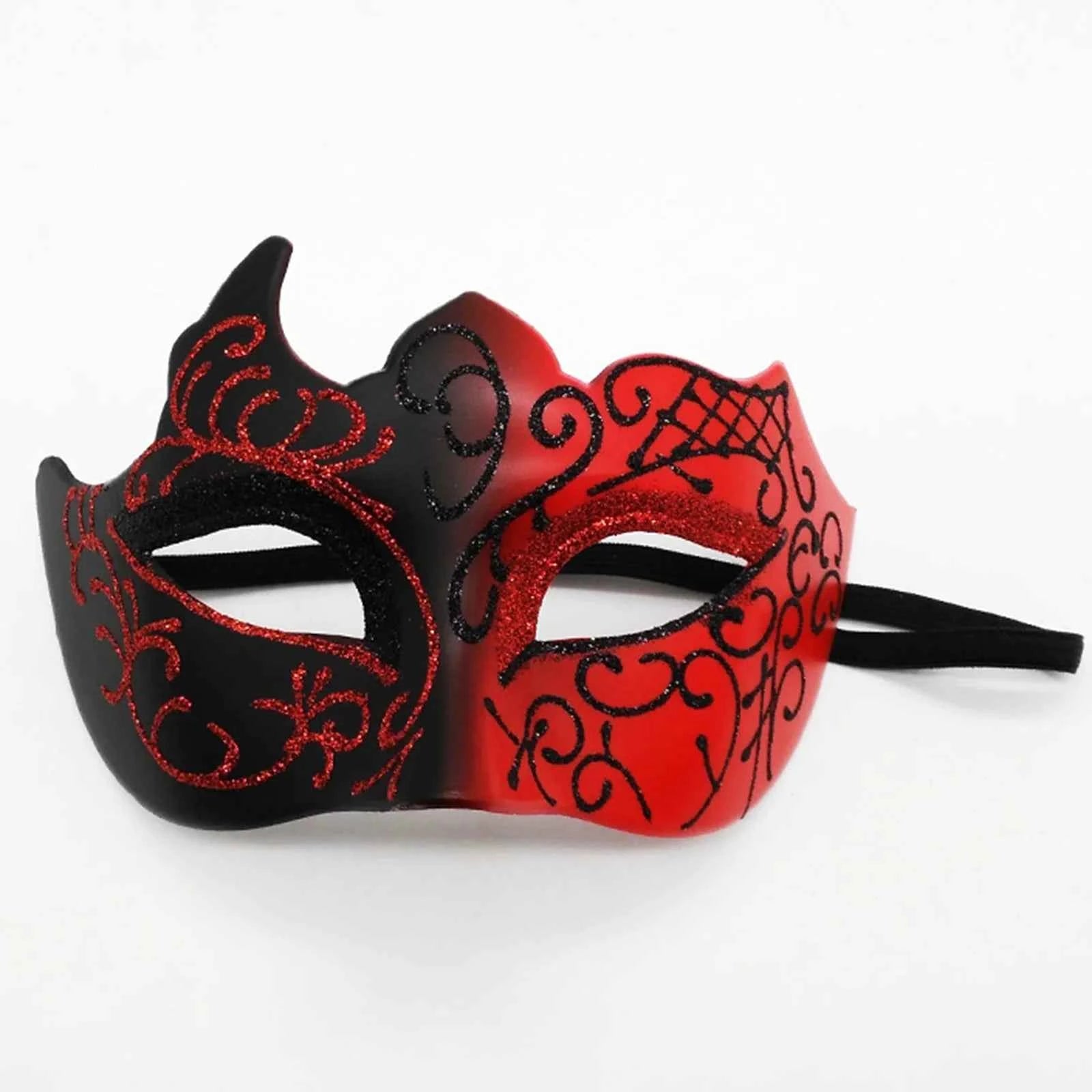 Half-Face Painted Men's Mask Painted with Shiny Powder Venice Style for Halloween Costume Supplies