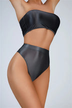 High-Waist Oil Glossy Sheer G-String Thong Satin Smooth Seamless Briefs