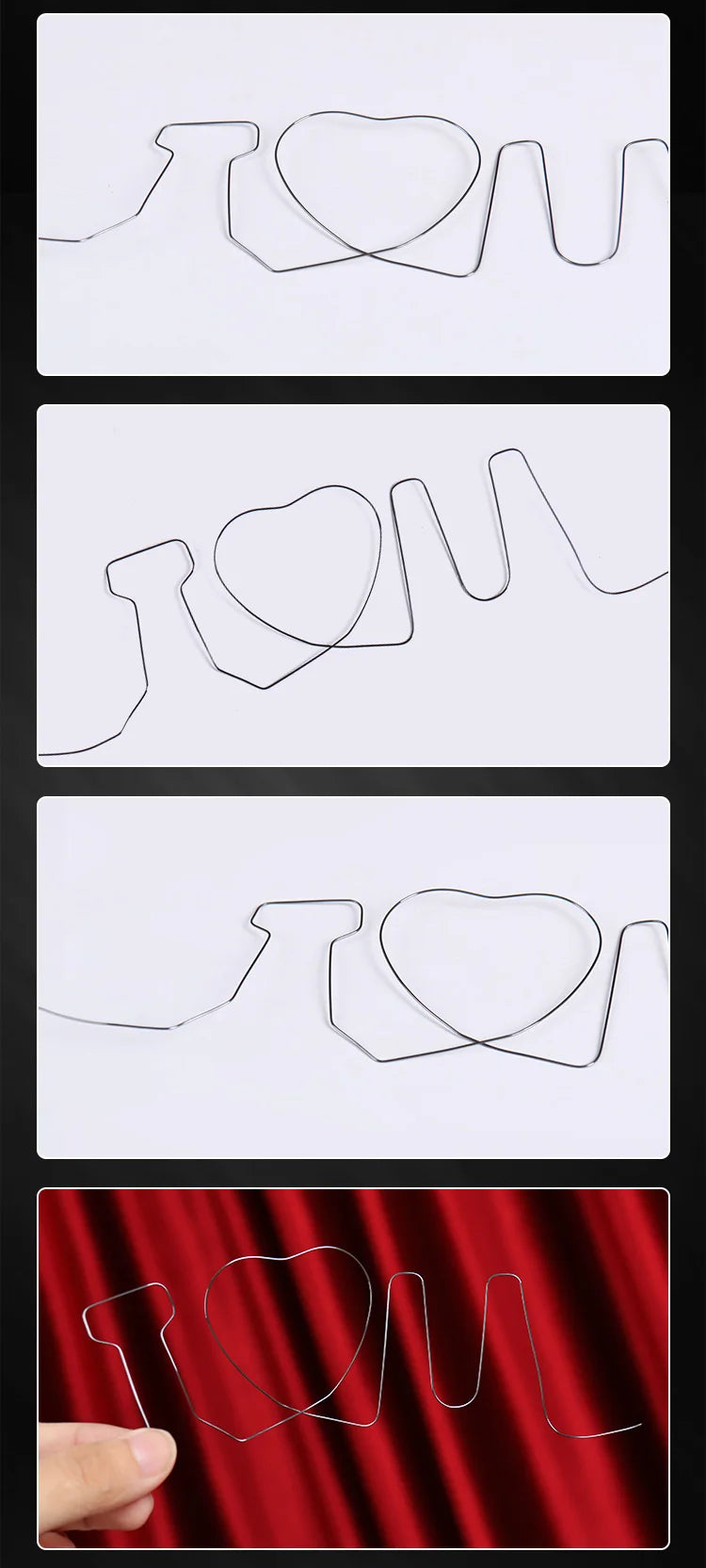 Memory Metal Wire Fire Prediction Hearts 7 i love you magic tricks magic show close up magic illusion