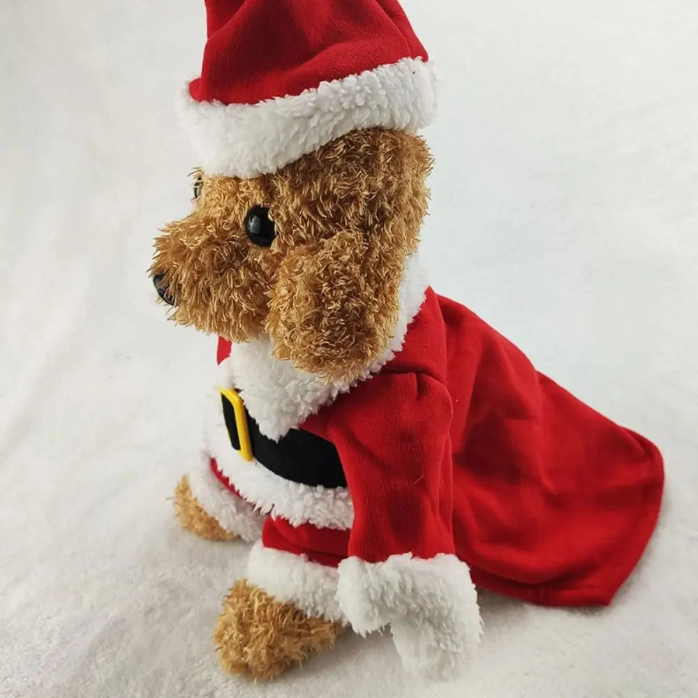 Cute Cosplay Santa Christmas with Cap Pet Costume Dog Hoodies Dog Suit