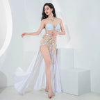 Luxury Sequin Embroidered Crystal Beaded Belly Dance Competition Set