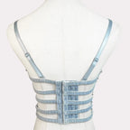 Studded Denim Bustier Crop Top Studded Punk Style Stage Costume Top