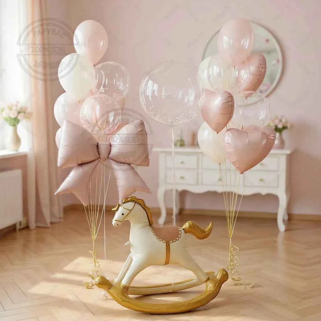 27pcs Large Trojan Deco Balloons with Pink Bows Suitable for Wedding Decoration Birthdays and Pink Themed Parties Decor Supplies
