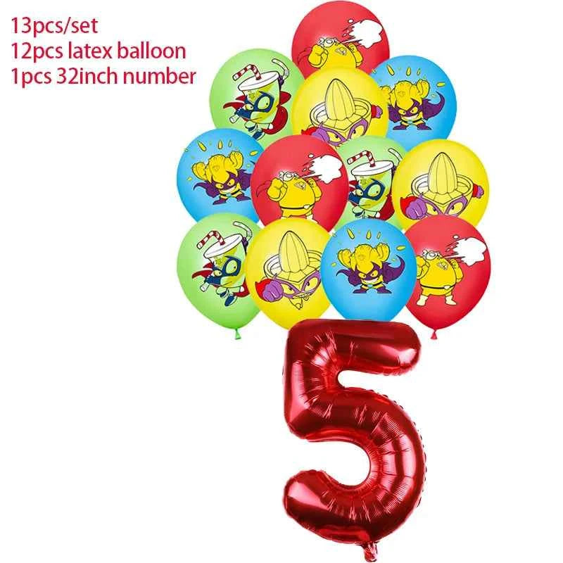 Superzings Birthday Party Decoration Balloon Banner Cake Topper SuperthingsTableware Birthday Party Supplies Baby Shower