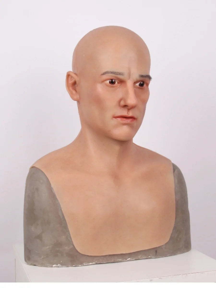 Men's full head silicone mask, party costume, role-playing, stage performance mask suitable for disguise use by Big Tim's Magic Emporium