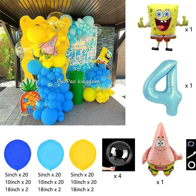 Cartoon SpongeBob Party Balloon Garland Kids Cartoon Birthday Party Decor Supplies  SpongeBob Ball Foil Balloons