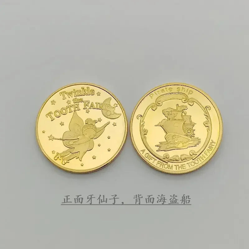 Tooth Fairy Gold Plated Commemorative Coin Creative Kids Tooth Change Gifts Physical Metal Coin Crypto Commemorative Coin