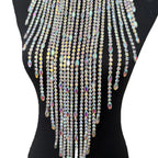 Oversized Crystal Rhinestone Tassel Choker Necklace Drag Queen Stage Body Jewelry