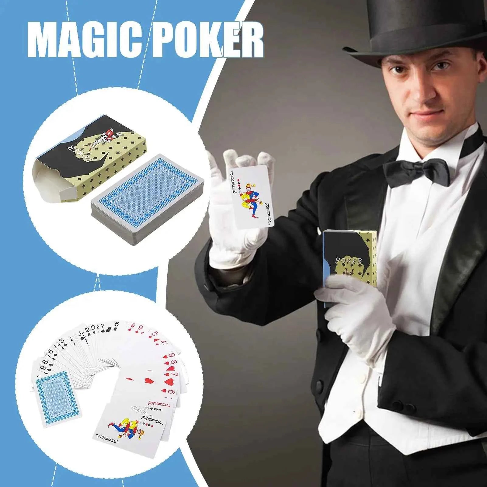 Deck Cards for Trick Beginners Deck Trick Poker Props Collectible Entertainment Poker Stage Performance Props with Instruction